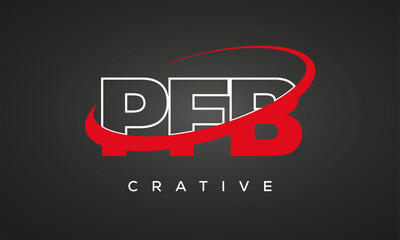 PFB creative letters logo with 360 symbol vector art template design