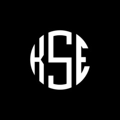 KSE letter logo design. KSE modern letter logo with black background. KSE creative  letter logo. simple and modern letter KSE logo template, KSE circle letter logo design with circle shape. KSE   - obrazy, fototapety, plakaty