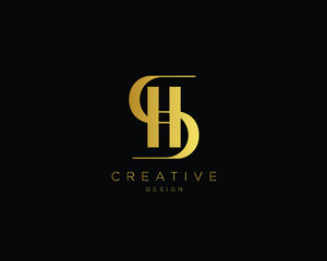 Minimal Initial Letter SH HS Vector Logo Design , Simple Monogram HS SH Icon 