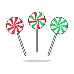Lollipop Candy Vector Icon Illustration. Twisted Or Swirling Lollipops Flat Icon