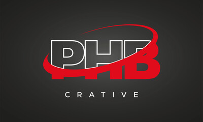 PHB creative letters logo with 360 symbol vector art template design