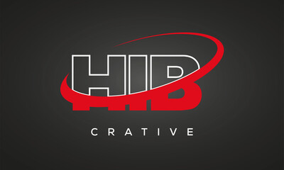 HIB creative letters logo with 360 symbol vector art template design