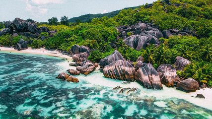 Seychelles La Digue Aerial Drone View