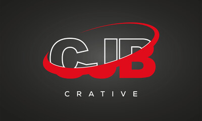 CJB creative letters logo with 360 symbol vector art template design