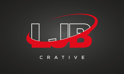 LJB creative letters logo with 360 symbol vector art template design