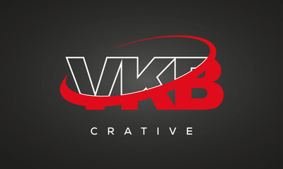 VKB creative letters logo with 360 symbol vector art template design