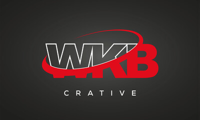 Fototapeta na wymiar WKB creative letters logo with 360 symbol vector art template design