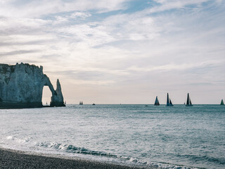 Natural chalk arch at Etretat, France
