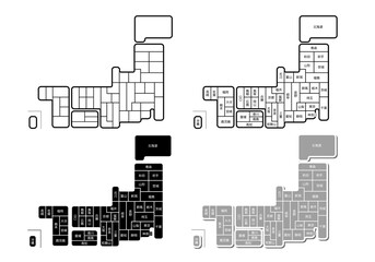 シンプシンプル日本地図（簡易版）モノクロ