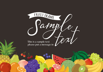 フルーツ背景フレーム（黒板）ヨコ