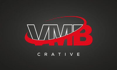 VMB creative letters logo with 360 symbol vector art template design