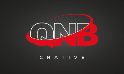 QNB creative letters logo with 360 symbol vector art template design