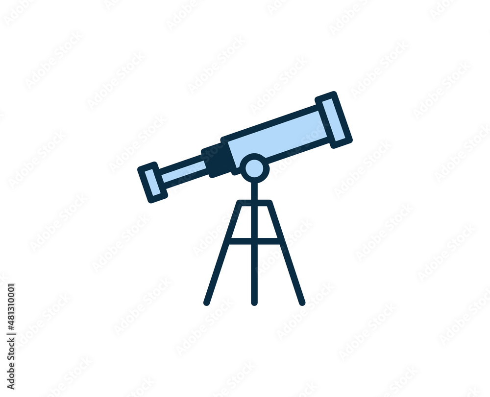 Poster telescope line icon. high quality outline symbol for web design or mobile app. thin line sign for de