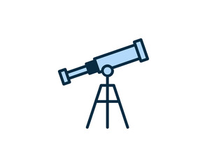 Telescope line icon. High quality outline symbol for web design or mobile app. Thin line sign for design logo. Color outline pictogram on white background