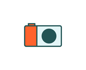 Line camera icon isolated on white background. Outline symbol for website design, mobile application, ui. Electronics pictogram. Vector illustration, editorial stroсk. 