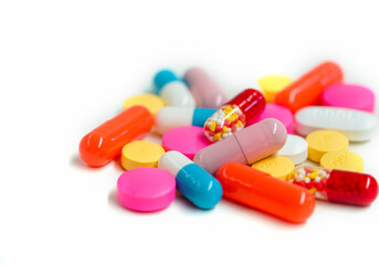 medicine pills on white background