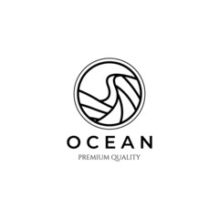 tsunami ocean line art minimalist logo vector illustration design