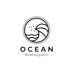 beach wave ocean water icon wave line art minimalist logo vector illustration design