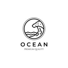 beach wave ocean water icon wave line art minimalist logo vector illustration design symbol