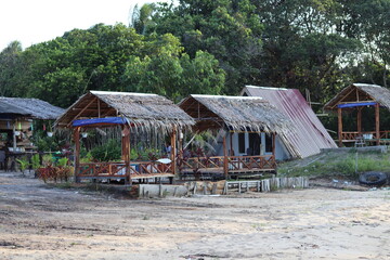 huts on the tanjungpinang beach 