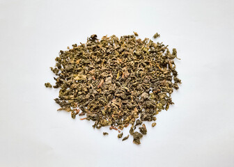 Green tea isolated on white background. Chinese traditional tea