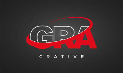 GRB creative letters logo with 360 symbol vector art template design - obrazy, fototapety, plakaty