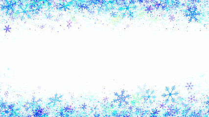 Fluffy snowflake frame background
