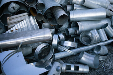 Recyclable metal waste in heap outdoor