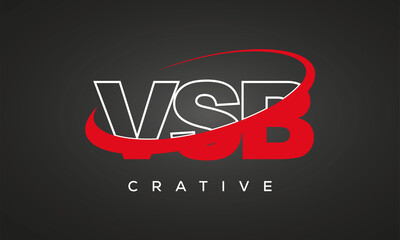 VSB creative letters logo with 360 symbol vector art template design