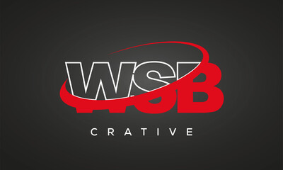 Fototapeta na wymiar WSB creative letters logo with 360 symbol vector art template design
