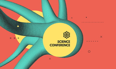 Science conference. Tantacles with dynamic effect. Futuristic technology style. 3D vector illustration for online courses, master class, seminar, presentation, webinar or lecture.