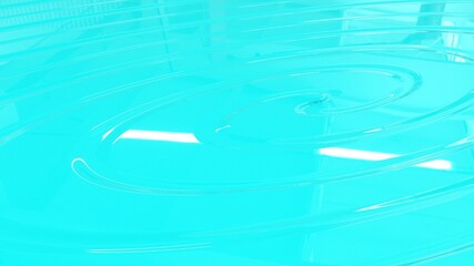 Turquoise surface with white highlights and circles on the water. Beautiful turquoise background. A liquid surface with a whirlpool in a perspective form.
