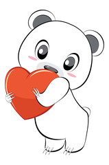White bear and red heart