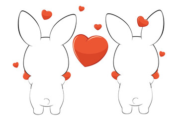 White bunny couple with heart