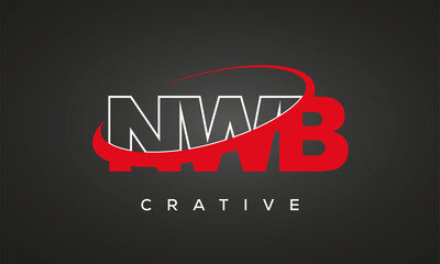 NWB creative letters logo with 360 symbol vector art template design