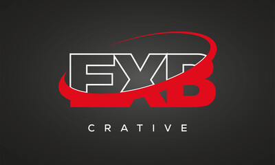 EXB creative letters logo with 360 symbol vector art template design