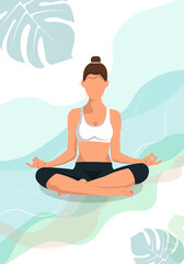 a girl in the faceless style. yoga in the lotus position