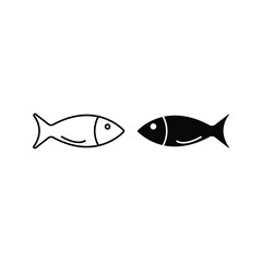 Fish Icon, isolated. Flat design, color editable