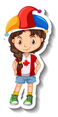 Sticker Canadian girl wearing Jester hat