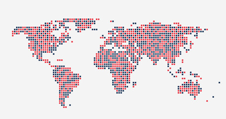 World map of colored squares. Simple flat vector illustration. Stock vector illustration isolated on white background. © CarryLove