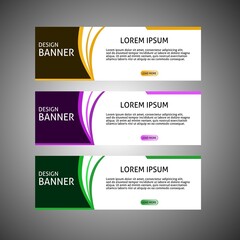 Fototapeta premium Collection of horizontal business banners set vector templates. Clean modern geometric abstract background layout for website design. Simple creative cover header. In rectangular size.