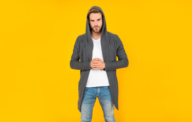 confident and handsome unshaven guy. male casual fashion. mens beauty.