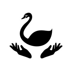 Hands Swan logo design isolated on white background