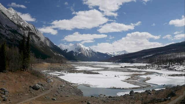 Snow Top Mountains In Alberta Cananda