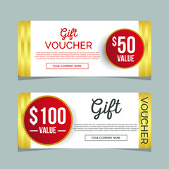 Realistic golden geometric ribbon gift voucher card banners design templates