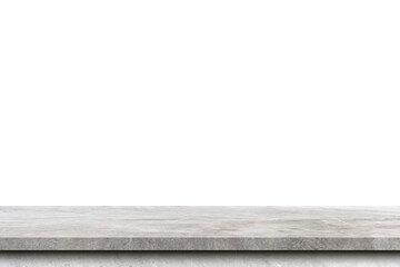 Empty cement table on isolated white background with copy space and display montage for product.