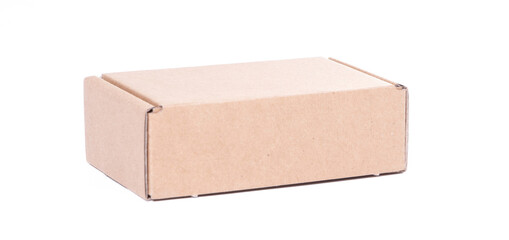 Closed cardboard small box isolated
