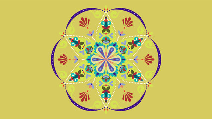 Floral Circular Pattern, Floral Kaleidoscope, Geometric Motif, Abstract Botanical Design, Vector Mandala Style, Modern Wallpaper
