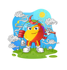 beach ball samurai cartoon. cartoon mascot vector