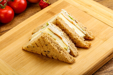 Club sandwich with chicken and cheese